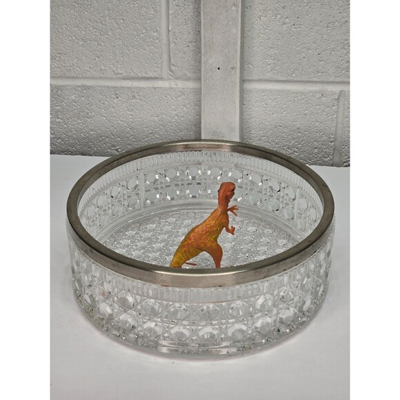 Vintage William Adams 24% Leaded Crystal Salad Bowl, Plated Rim ENGLAND - Picture 5 of 15